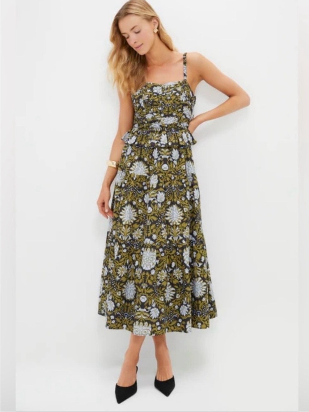 Hyacinth house Olive Floral dress